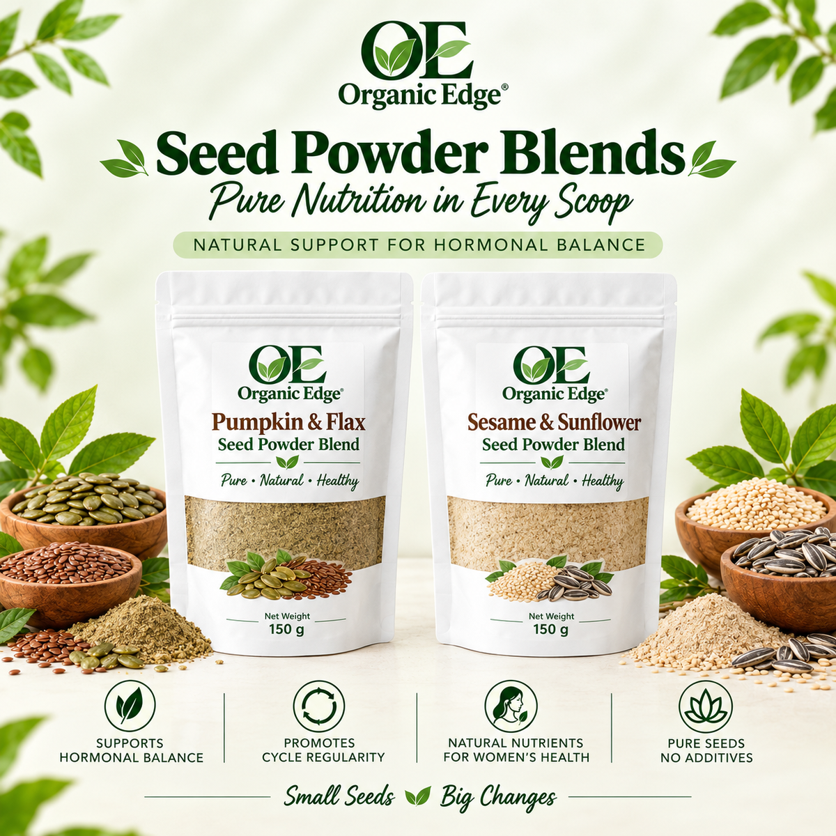 PCOS Seed Cycling Bundle | Flax, Pumpkin, Sesame & Sunflower Seeds